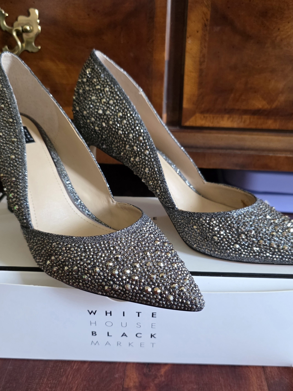 White House Black Market Women's Embellished Evening Pumps - Gunmetal